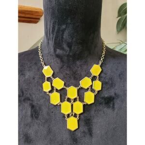 Charming Charlie Yellow & Gold Faceted Tile Bubble Bib Statement Necklace Set